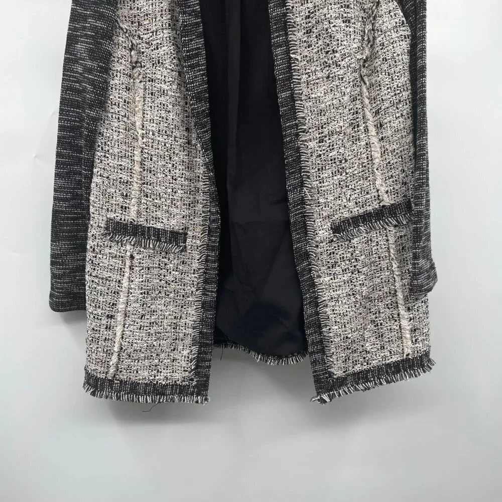 Chico's Womens Woven Open Front Jacket Frayed Multicolor Size Small Studded